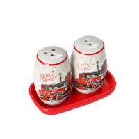 Набор для специй Доляна &laquo;С Новым годом&raquo;, 3 предмета: солонка 130 мл, перечница 130 мл, подставка