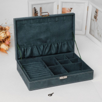 Подставка для украшений &laquo;Шкатулка&raquo; универсальная, флок, 28&times;19&times;6,5, цвет морской