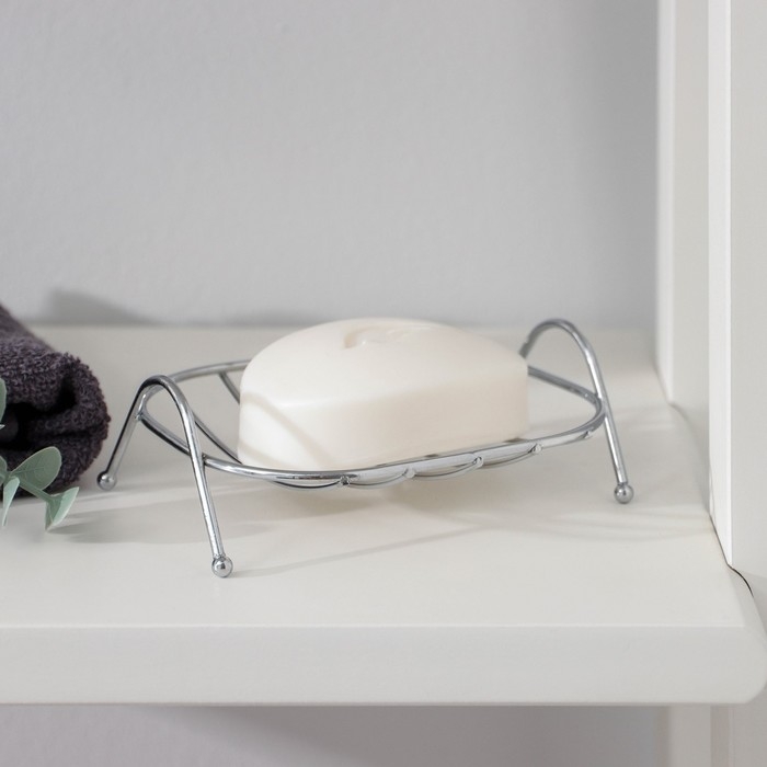 Мыльница на ножках Доляна &laquo;Сибарит&raquo;, 12&times;9.5&times;4 см, хромированная