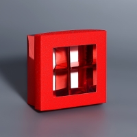 Коробка для 4 конфеты красный глиттер, 8,5 х 8,5 х 4 см. Кондитерская упаковка Коробка для 4 конфеты красный глиттер, 8,5 х 8,5 х 4 см. Кондитерская упаковка