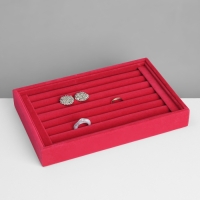 Подставка под кольца 7 полос, флок,22,5&times;15&times;3 см, цвет ярко-розовый