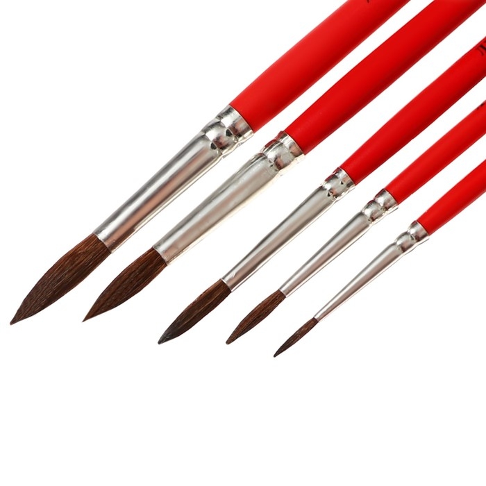 Набор кистей Пони 5шт Луч Классика цвета, (круглые № 1, 2, 3, 4, 5)