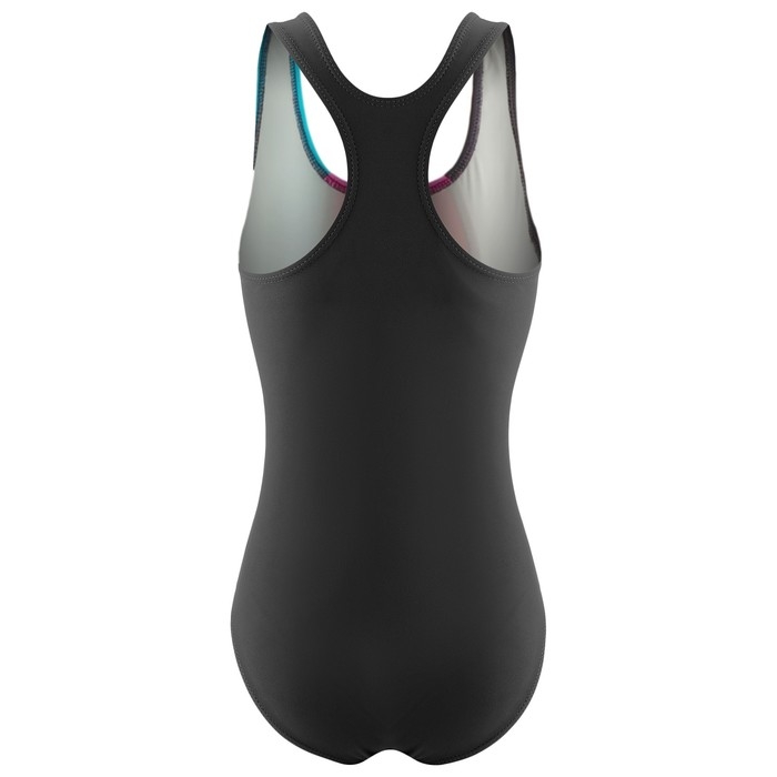 Купальник слитный &laquo;Волна&raquo;, тёмно-серый/розовый /лагуна, р. 32