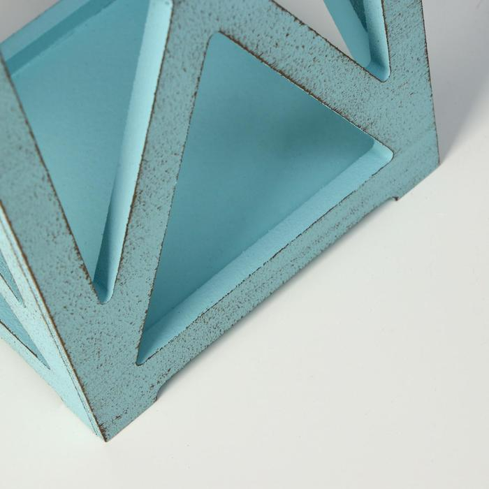 Кашпо деревянное 14&times;14&times;26 см "Фонарь Хай-тек Прованс", серо-голубой