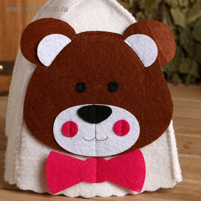 Шапка для бани с детской аппликацией Шапка для бани с детской аппликацией "Медвежонок" войлок