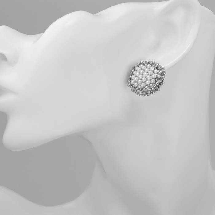 Серьги с жемчугом «Атмосфера» бусинки, цвет белый в серебре Серьги с жемчугом «Атмосфера» бусинки, цвет белый в серебре