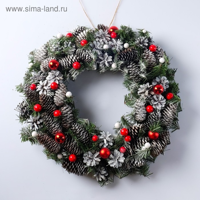 Венок праздничный &laquo;Снежное чудо&raquo;, ручная работа