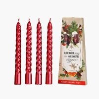 Свечи витые новогодняе &laquo;Новый год: Счастливого нового года&raquo;, 4 шт, 6,8 х 1