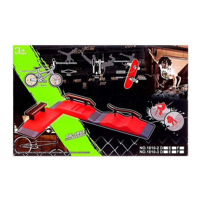 Набор скейт-парк &laquo;Трюк: скольжение&raquo;, фингербайк с перилами на лесенках, цвета МИКС