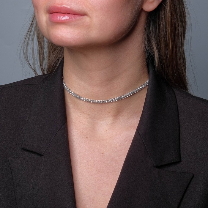 Чокер &laquo;Лёд&raquo; элегантный, цвет белый в серебре, 32 см