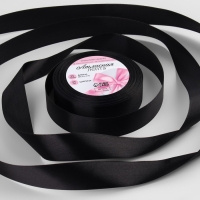 Лента атласная, 25 мм &times; 23 &plusmn; 1 м, цвет чёрный №39