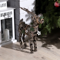 Светодиодная фигура &laquo;Плетёный олень&raquo; 29 &times; 42 &times; 10 см, металл, текстиль, батарейки ААх2 (не в комплекте), свечение тёплое белое