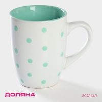 Кружка керамическая Доляна &laquo;Горох&raquo;, 340 мл, цвет мятный