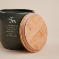 Банка для чая SL Home, 9,5&times;14 см, цвет серый, с бамбуковой крышкой