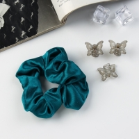 Набор для волос "Джеси" (резинка 7 см, 3 краба 2 см) зелёный