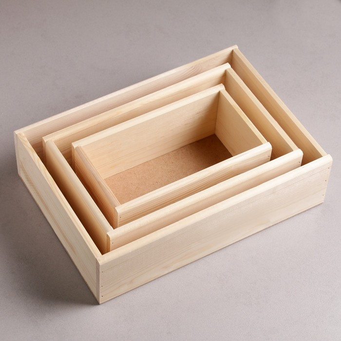 Набор кашпо деревянных подарочных Элегант Набор кашпо деревянных подарочных Элегант "Классик", 3 в 1, МАССИВ СОСНЫ, натуральный