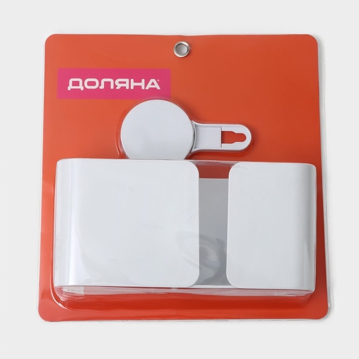 Держатель для ванных принадлежностей на липучке Доляна, 21&times;19&times;9 см, цвет белый