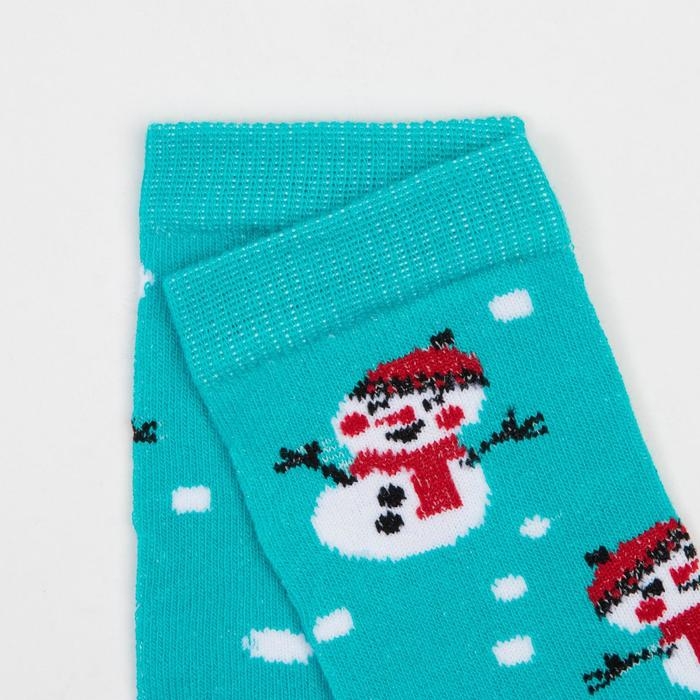 Носки детские «Снеговики» цвет василёк, размер 22-24 Носки детские «Снеговики» цвет василёк, размер 22-24
