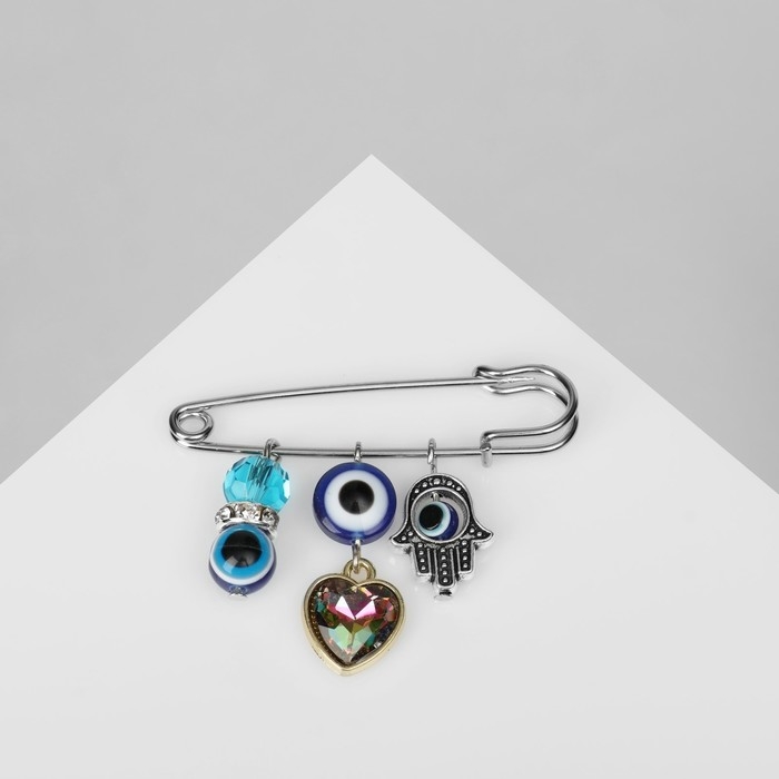 Булавка-оберег &laquo;Взаимная любовь&raquo;, цветная в серебре