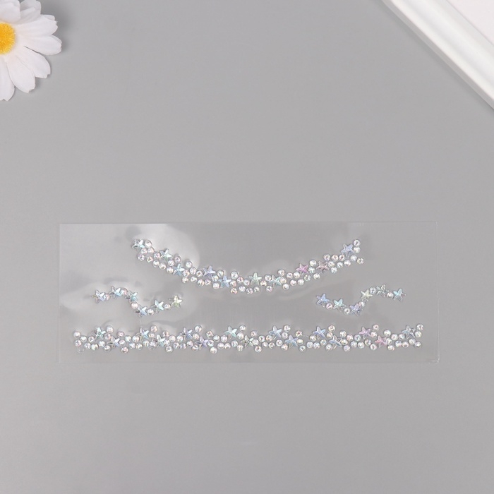 Наклейка пластик стразы Наклейка пластик стразы "Чокер из звёзд" серебро 11,6х18 см