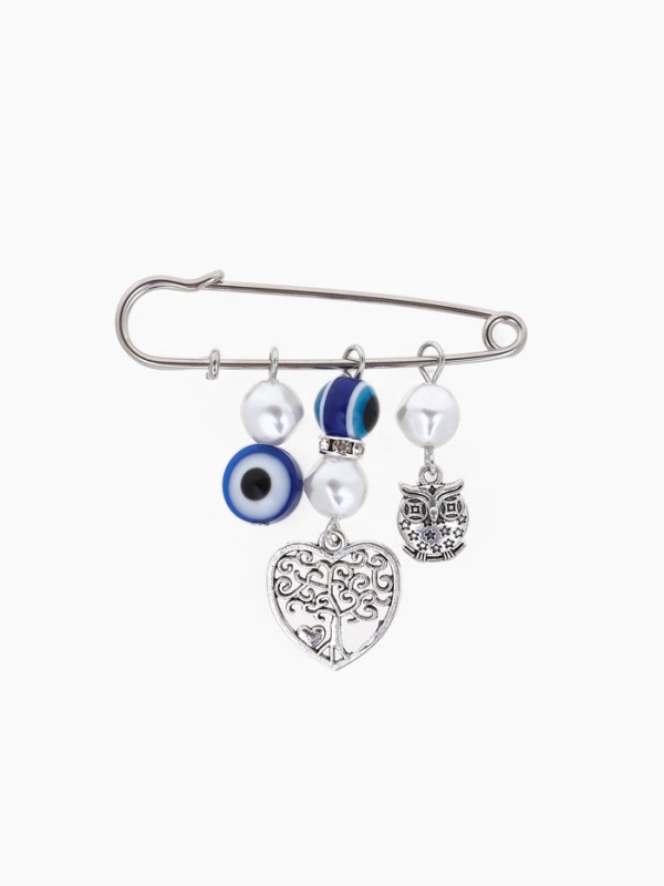 Булавка-оберег &laquo;Дерево семейного счастья&raquo;, 5см, цвет синий в серебре