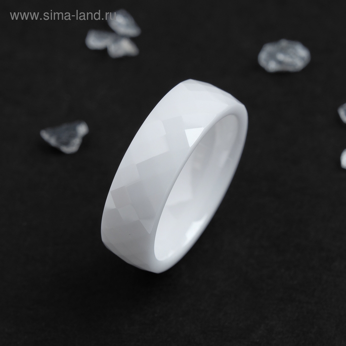 Кольцо керамика &laquo;Минимал&raquo; огранка ромб, 6 мм, белое, 18 размер