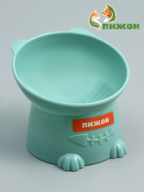 Миска пластиковая на подставке, 13 х 13 х 10 см, бирюзовая Миска пластиковая на подставке, 13 х 13 х 10 см, бирюзовая