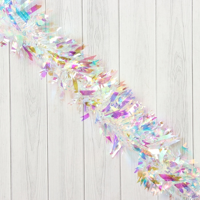 Мишура новогодняя &laquo;Зимнее волшебство. Праздничный отблеск&raquo;, острые края, d-7 см, 200 см, перламутровый прозрачный