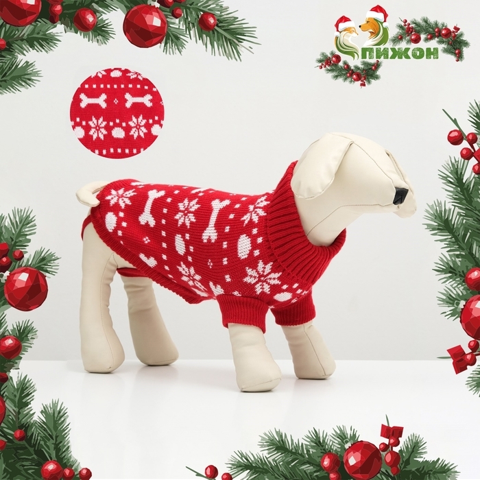 Свитер Свитер "Косточки-снежинки", размер 6 (ДС 17-20, ОГ 22-28, ОШ 14-16 см), красный