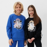 Свитшот детский MINAKU, цвет синий, рост 146 см Свитшот детский MINAKU, цвет синий, рост 146 см