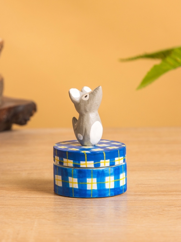 Сувенирная шкатулка &laquo;Мышка&raquo;, 5&times;5&times;7 см, дерево, синяя
