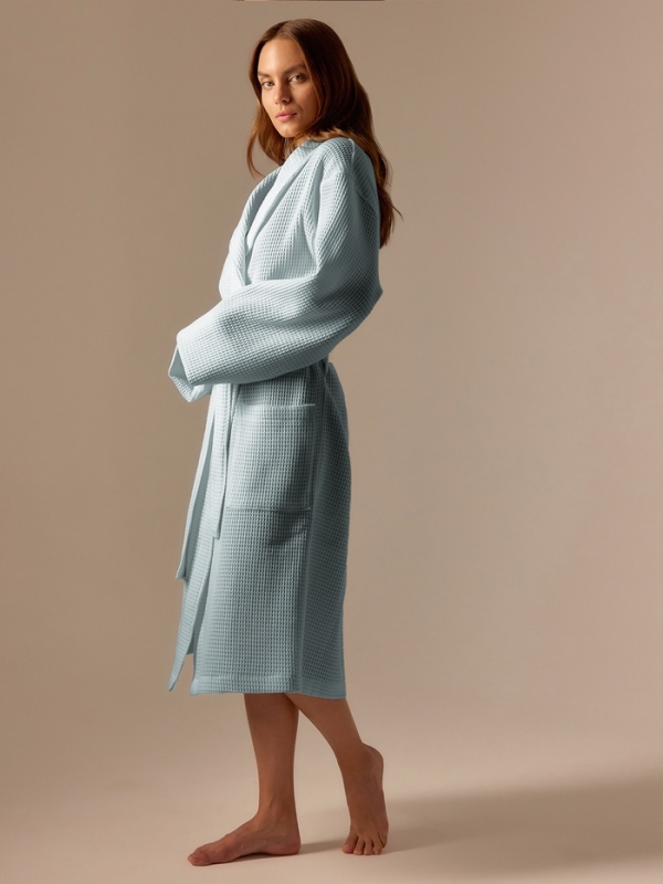 Халат вафельный женский SL HOME: Basic "Аззура", размер S, 100% хлопок, 300 г/м2
