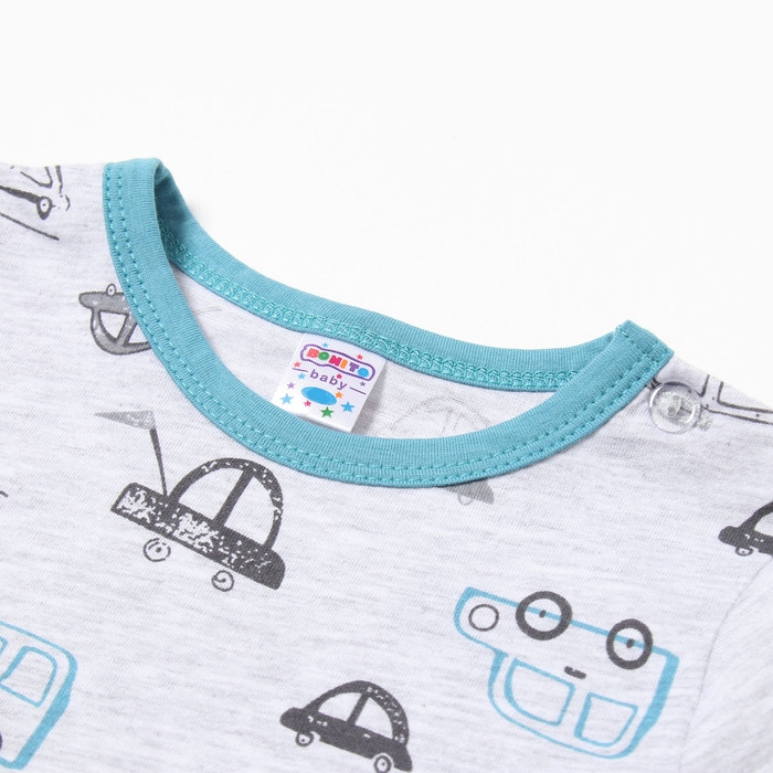 Футболка детская, цвет серый/машинки, рост 80