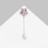 Булавка &laquo;Цветок&raquo; сирень, 8 см, цвет розовый в серебре