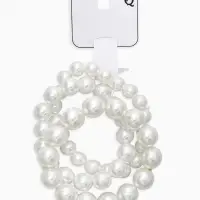 Браслет "Бусины жемчуга" (набор 3 шт), №10,12.14, цвет белый