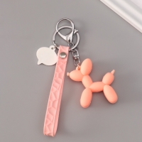 Брелок резина с карабином и браслетом "Воздушный шарик - Собачка" розовый 21х5,4 см