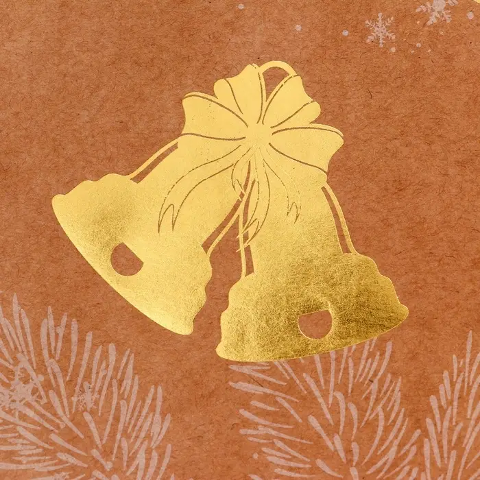 Пакет крафт с золотым тиснением, круглая ручка, &laquo;Колокольчик&raquo; 21&times;27&times;11 см, 120 г