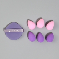 Набор спонжей д/макияжа 7 шт: капля 6 шт, 1 плоск пуховка в пласт футл латекс МИКС пакет QF