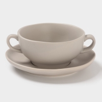 Бульонница Magistro "Potter" 255мл 15х2 цвет светло-серый с блюдцем