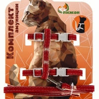 Комплект амуниции "Жаккард", поводок 120 х 1 см, красный