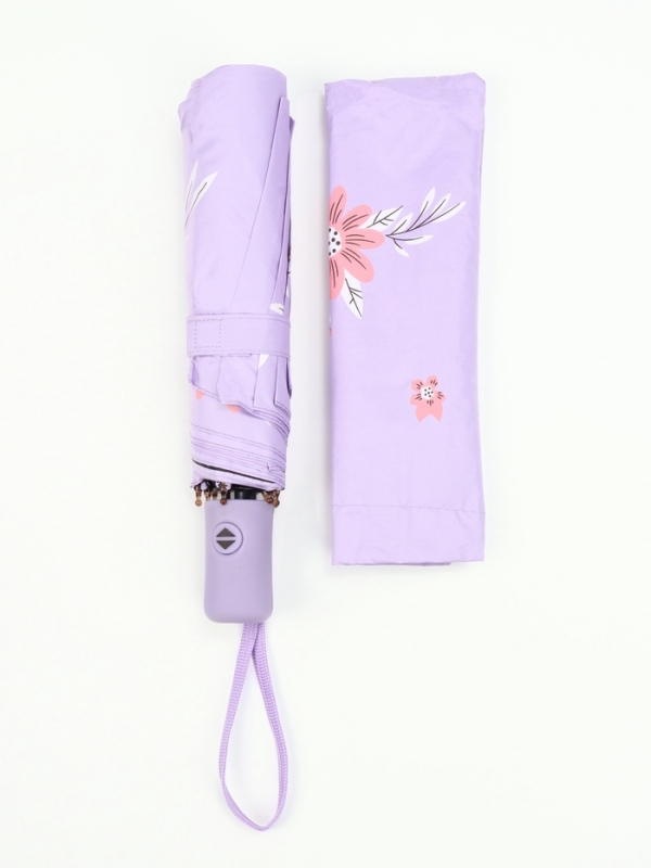 Зонт автоматический &laquo;Цветы&raquo;, эпонж, 3 сложения, 8 спиц, R = 48/55 см, D = 110 см, цвет МИКС