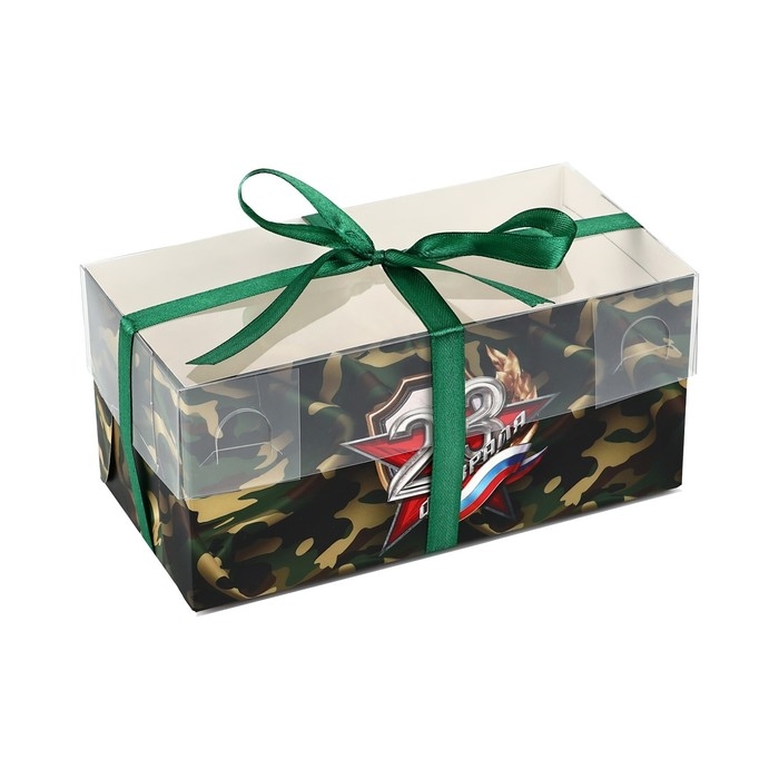 Коробка для капкейка &laquo;23 февраля&raquo;, 16 х 8 х 7.5 см