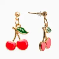 Набор 2 пред-та: серьги,кулон "Вишенки", цвет красный в золоте 44+удл.