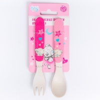 Набор детских столовых приборов из бамбука: вилка и ложка Me To You розовый