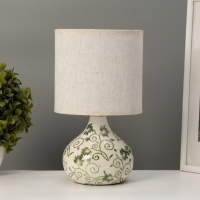 Настольная лампа "Цветочный узор" 1х40Вт Е14 белый/зеленый 15х15х25,5см