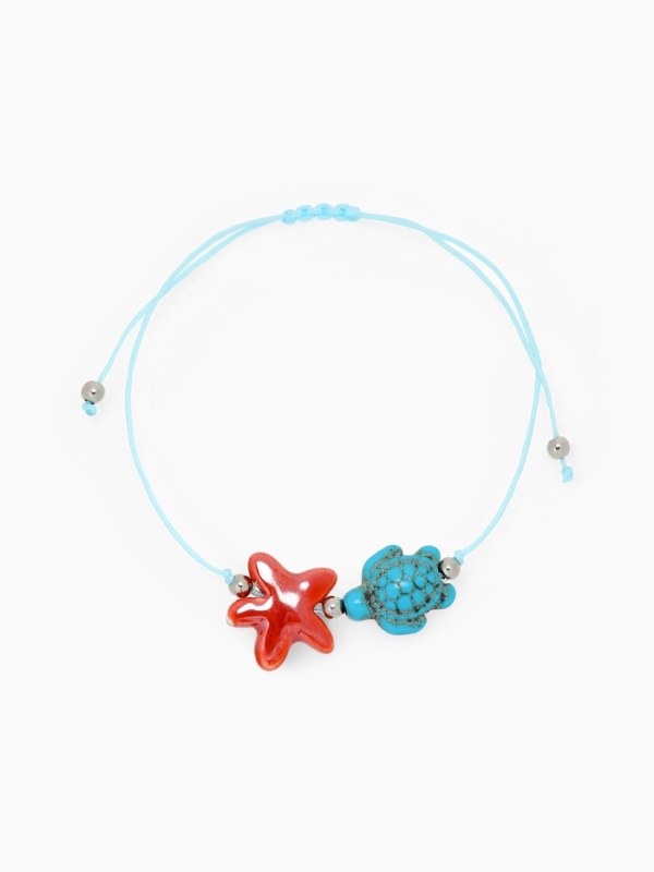 Браслет &laquo;Заезда&raquo; на нити, черепашка, красный в серебре