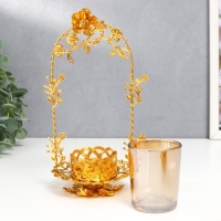 Подсвечник металл, стекло на 1 свечу "Цветочная арка" d-5 см, золото 9,5х11х20 см Подсвечник металл, стекло на 1 свечу "Цветочная арка" d-5 см, золото 9,5х11х20 см