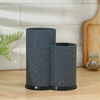 Подставка под ножи с наполнителем Доляна &laquo;Гранит&raquo;, 2 отделения, цвет серый