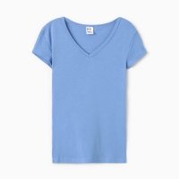 Футболка женская V-образный вырез, цвет т.голубой, размер 48