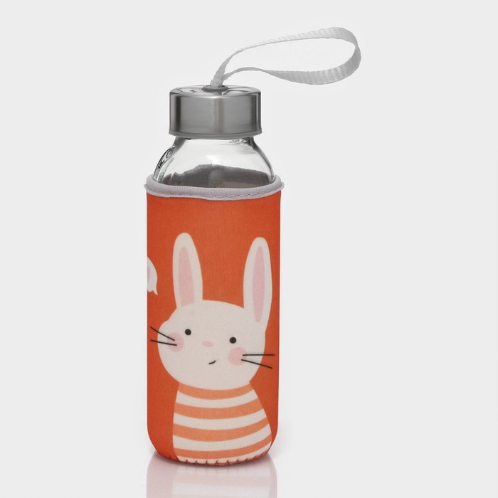 Бутылка для воды стеклянная в чехле &laquo;Банни&raquo;, 300 мл, h=17 см
